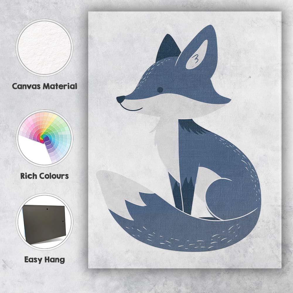 Cute Sitting Fox Woodland Animal Illustration Canvas Wall Art Print Decor Picture Ready to Hang