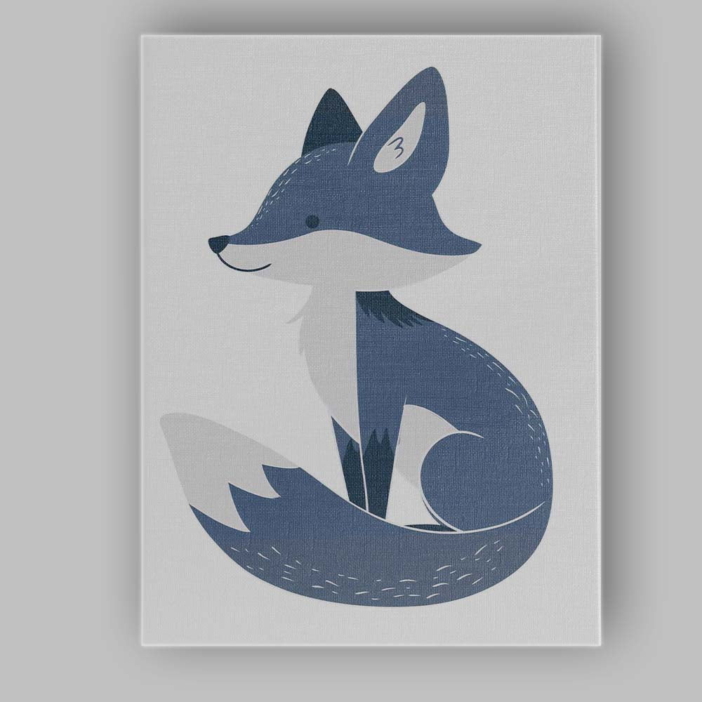 Cute Sitting Fox Woodland Animal Illustration Canvas Wall Art Print Decor Picture Ready to Hang