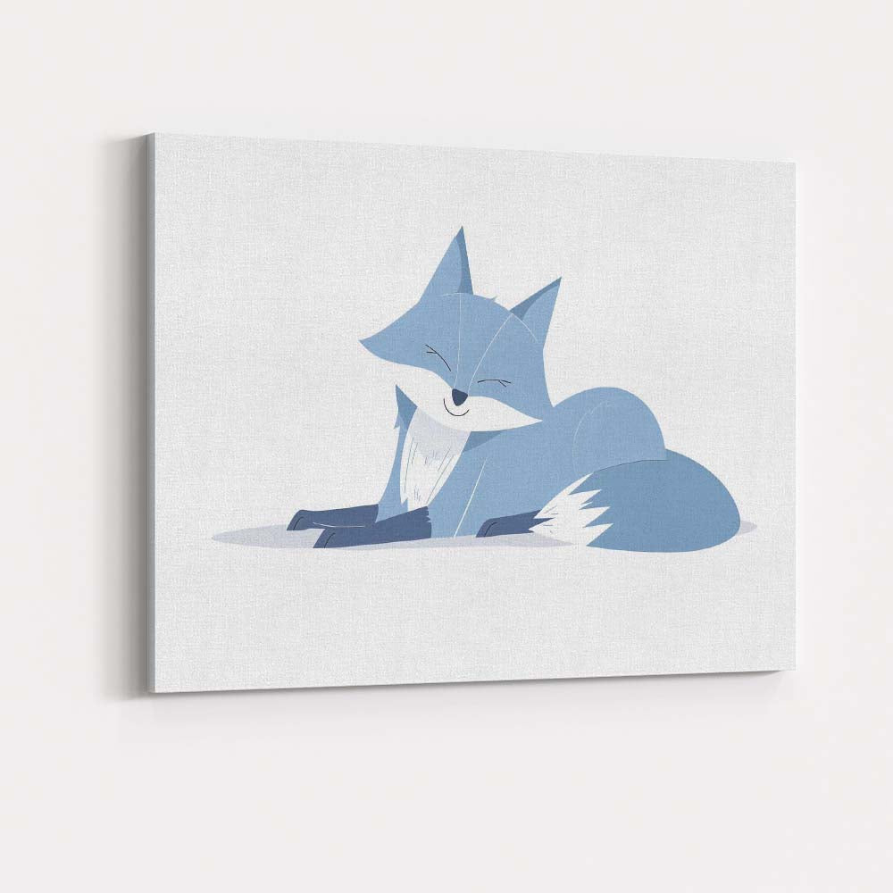 Sleeping Arctic Fox Minimalist Wildlife Illustration Canvas Wall Art Print Decor Picture Ready to Hang