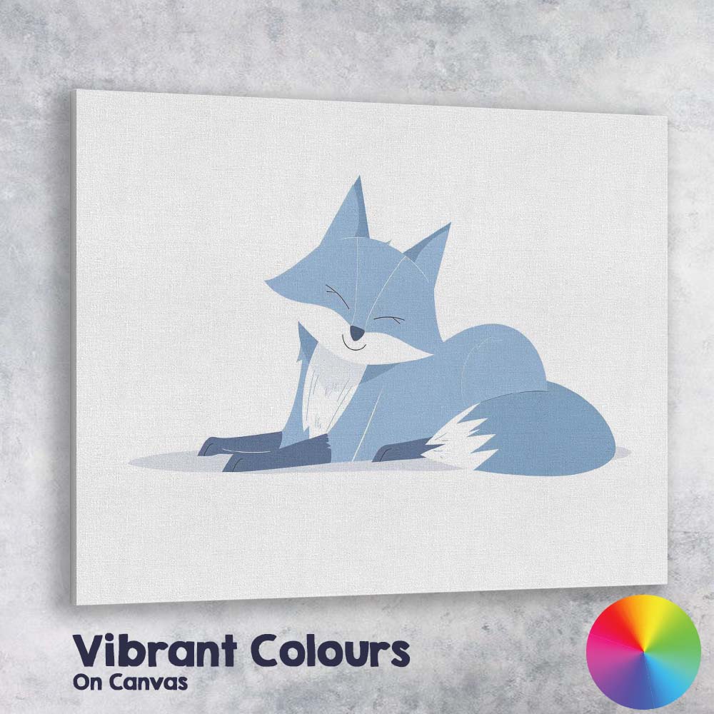 Sleeping Arctic Fox Minimalist Wildlife Illustration Canvas Wall Art Print Decor Picture Ready to Hang