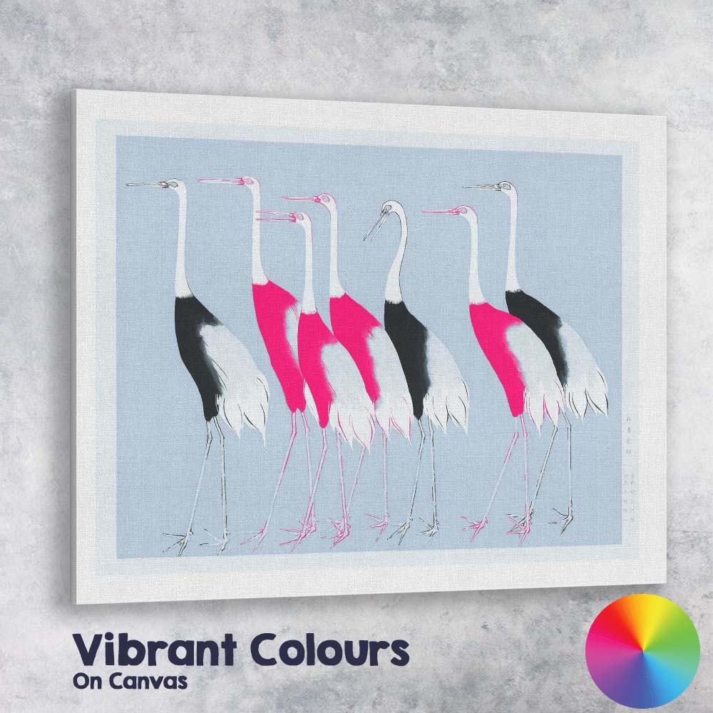Contemporary Japanese Crane Flock Bird Art Canvas Wall Art Print Decor Picture Ready to Hang