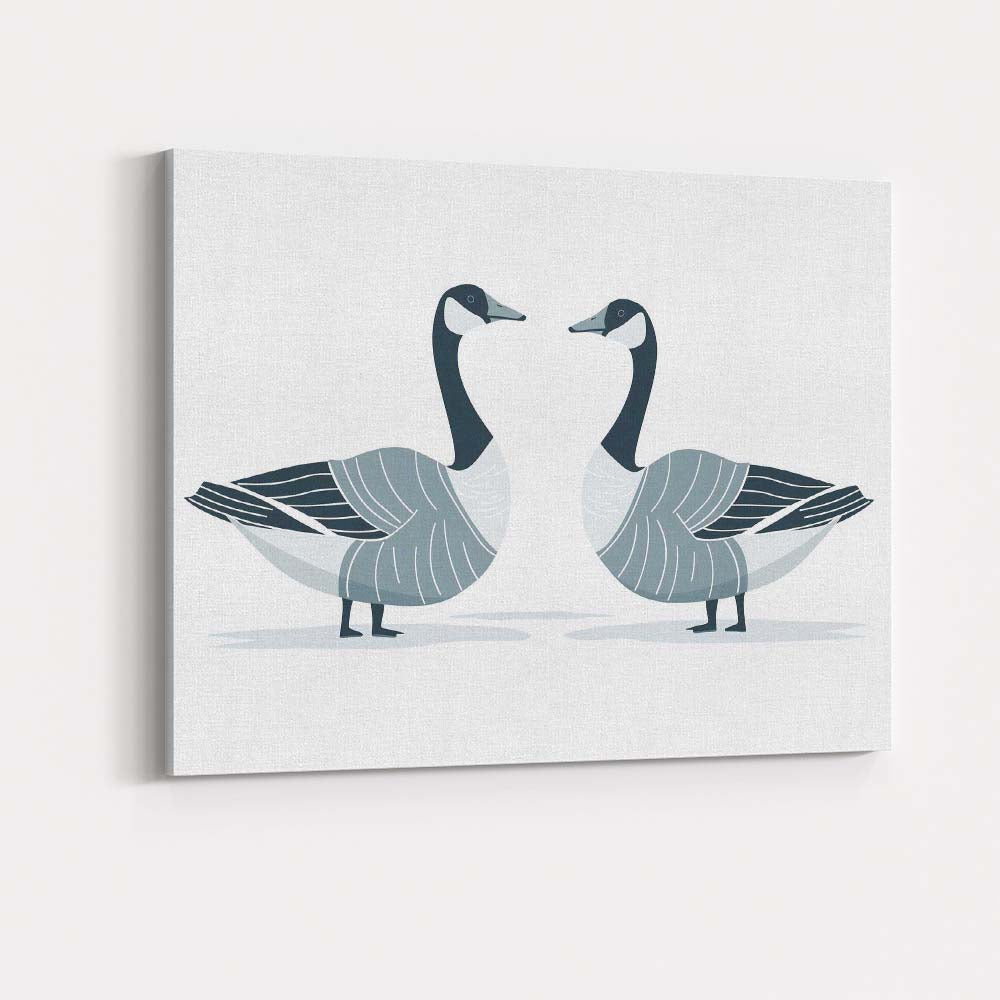 Elegant Canada Goose Pair Wildlife Illustration Canvas Wall Art Print Decor Picture Ready to Hang