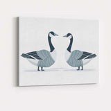 Elegant Canada Goose Pair Wildlife Illustration Canvas Wall Art Print Decor Picture Ready to Hang
