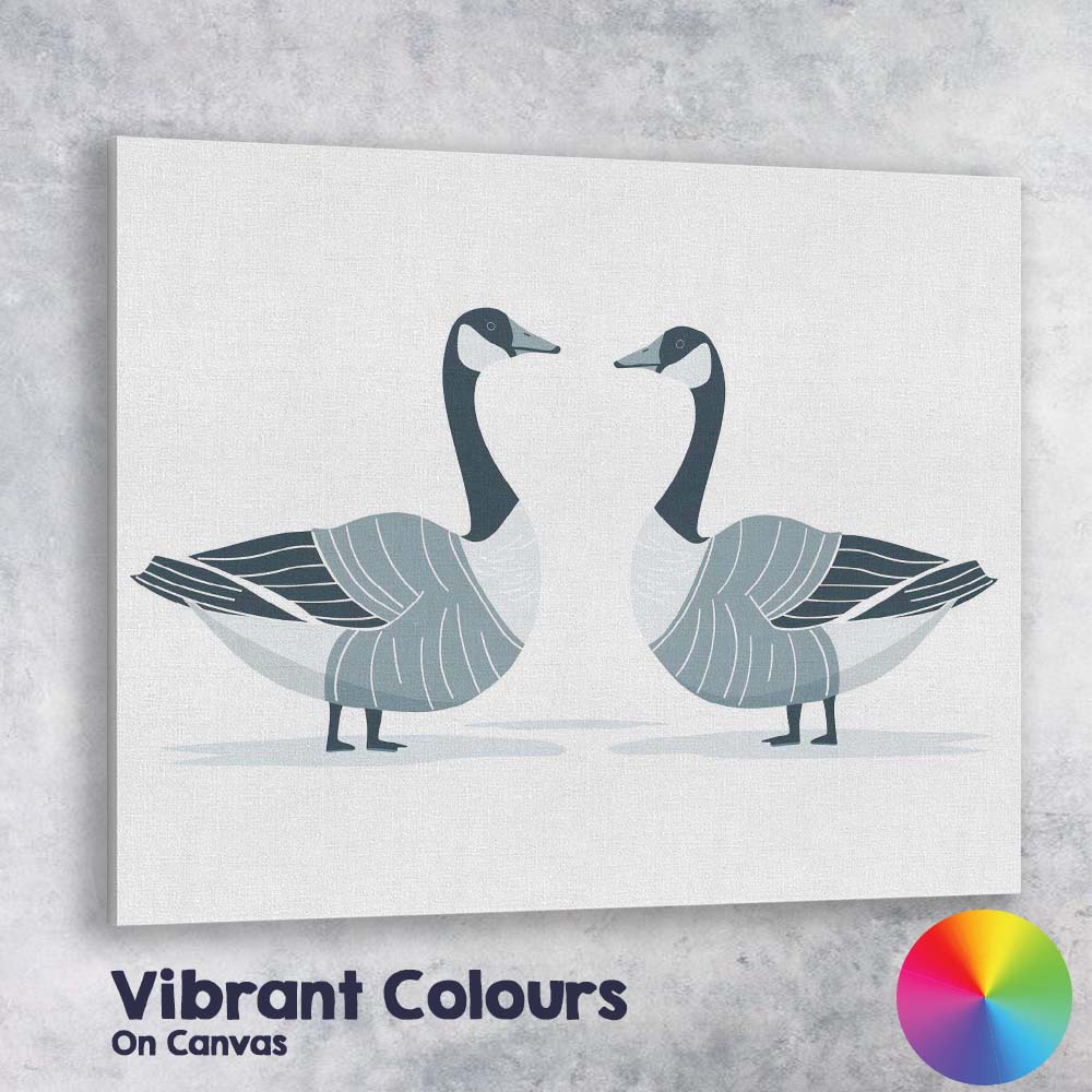 Elegant Canada Goose Pair Wildlife Illustration Canvas Wall Art Print Decor Picture Ready to Hang
