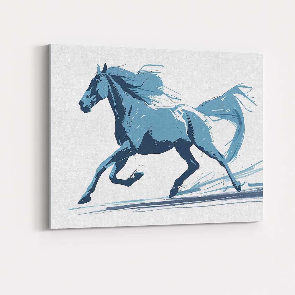 Dynamic Galloping Horse Modern Brushstroke Illustration Canvas Wall Art Print Decor Picture Ready to Hang