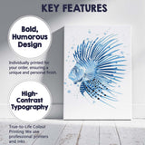 Blue Lionfish Tropical Marine Watercolour Illustration Canvas Wall Art Print Decor Picture Ready to Hang