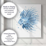 Blue Lionfish Tropical Marine Watercolour Illustration Canvas Wall Art Print Decor Picture Ready to Hang