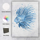 Blue Lionfish Tropical Marine Watercolour Illustration Canvas Wall Art Print Decor Picture Ready to Hang