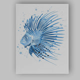 Blue Lionfish Tropical Marine Watercolour Illustration Canvas Wall Art Print Decor Picture Ready to Hang