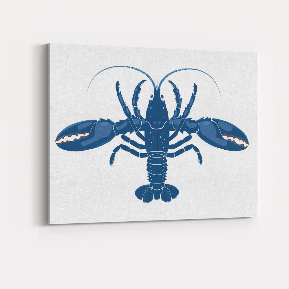Classic Blue Lobster Coastal Sea Life Illustration Canvas Wall Art Print Decor Picture Ready to Hang