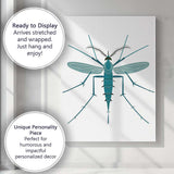 Minimal Teal Mosquito Scientific Insect Illustration Canvas Wall Art Print Decor Picture Ready to Hang