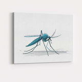Detailed Blue Mosquito Wildlife Nature Illustration Canvas Wall Art Print Decor Picture Ready to Hang