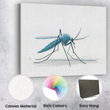 Detailed Blue Mosquito Wildlife Nature Illustration Canvas Wall Art Print Decor Picture Ready to Hang