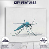 Detailed Blue Mosquito Wildlife Nature Illustration Canvas Wall Art Print Decor Picture Ready to Hang