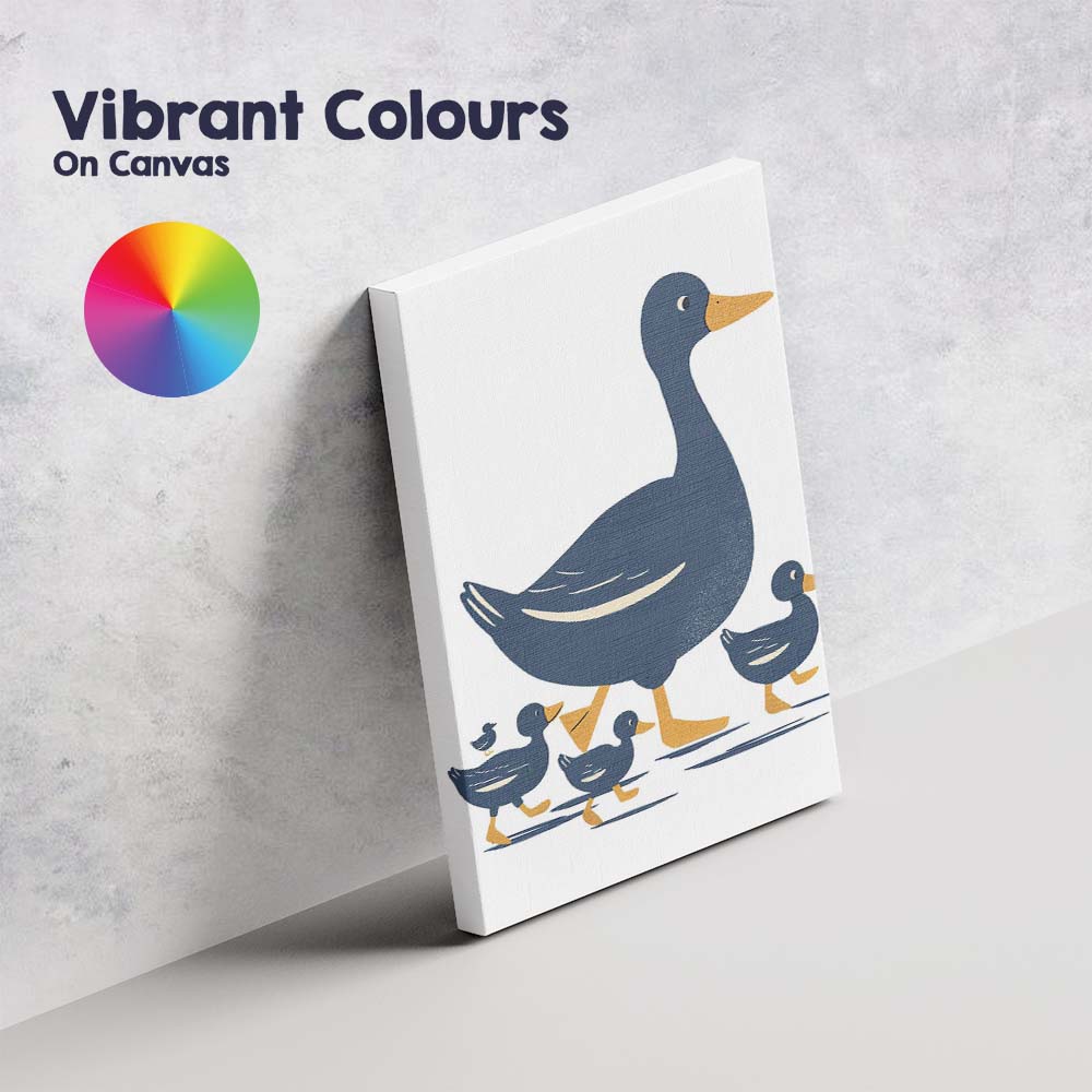 Minimalist Duck Family Cute Nursery Animal Illustration Canvas Wall Art Print Decor Picture Ready to Hang