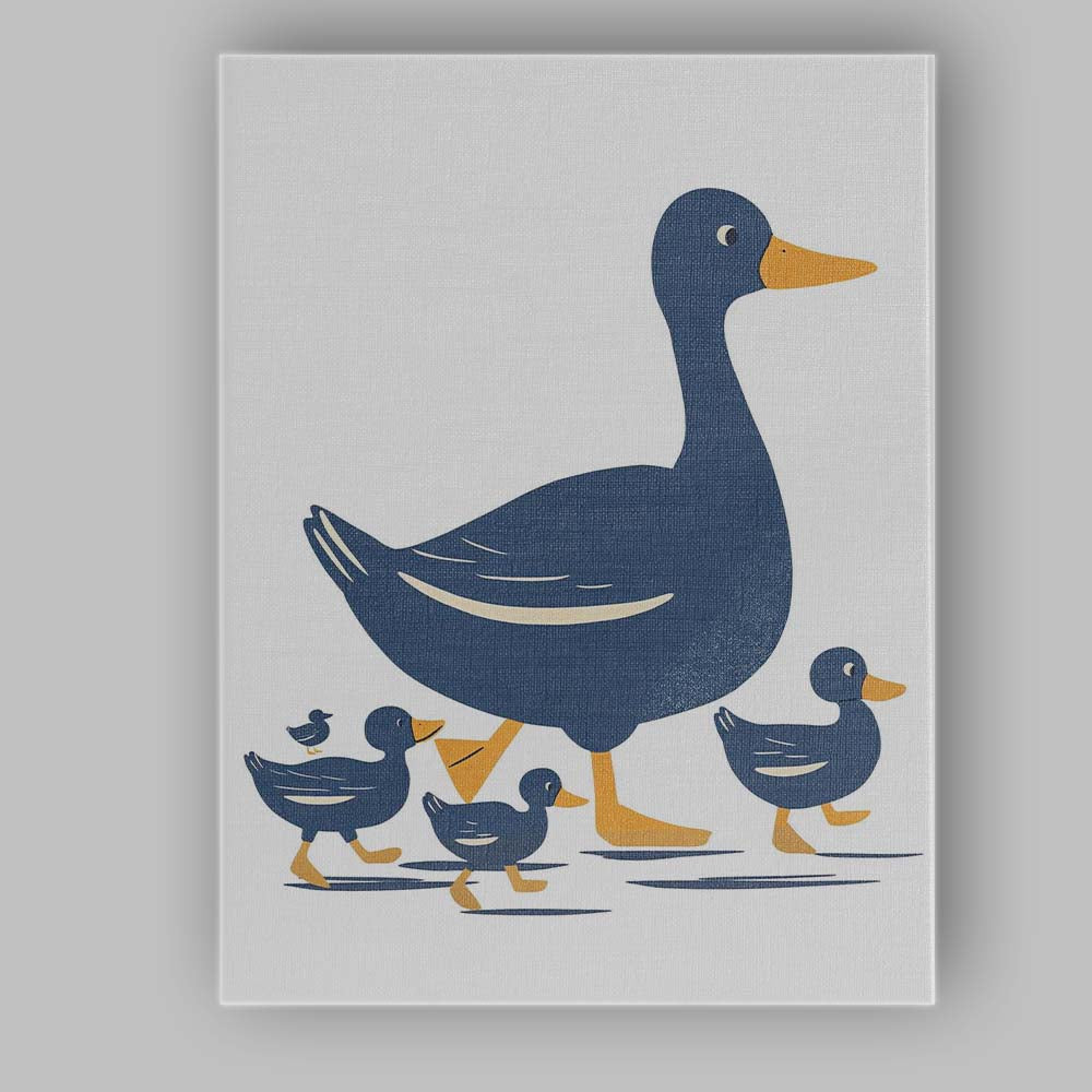 Minimalist Duck Family Cute Nursery Animal Illustration Canvas Wall Art Print Decor Picture Ready to Hang