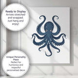 Adorable Navy Blue Octopus Sea Creature Illustration Canvas Wall Art Print Decor Picture Ready to Hang