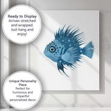 Blue Spotted Lionfish Tropical Ocean Wildlife Illustration Canvas Wall Art Print Decor Picture Ready to Hang