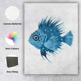 Blue Spotted Lionfish Tropical Ocean Wildlife Illustration Canvas Wall Art Print Decor Picture Ready to Hang