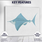 Elegant Blue Swordfish Marine Wildlife Illustration Canvas Wall Art Print Decor Picture Ready to Hang