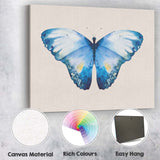 Watercolour Blue Butterfly Symmetrical Nature Illustration Canvas Wall Art Print Decor Picture Ready to Hang