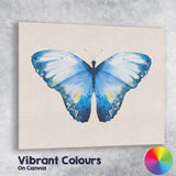 Watercolour Blue Butterfly Symmetrical Nature Illustration Canvas Wall Art Print Decor Picture Ready to Hang