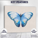 Watercolour Blue Butterfly Symmetrical Nature Illustration Canvas Wall Art Print Decor Picture Ready to Hang