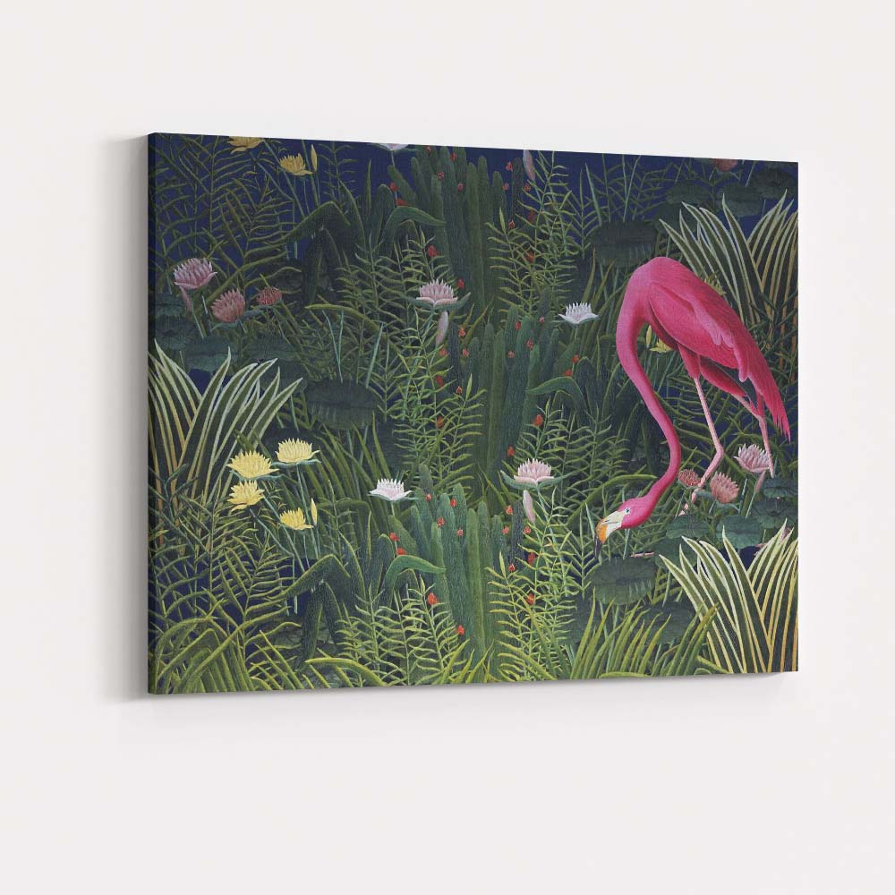 Exotic Pink Flamingo Tropical Jungle Botanical Pattern Canvas Wall Art Print Decor Picture Ready to Hang