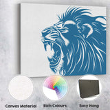 Majestic Roaring Lion Profile Blue Graphic Illustration Canvas Wall Art Print Decor Picture Ready to Hang