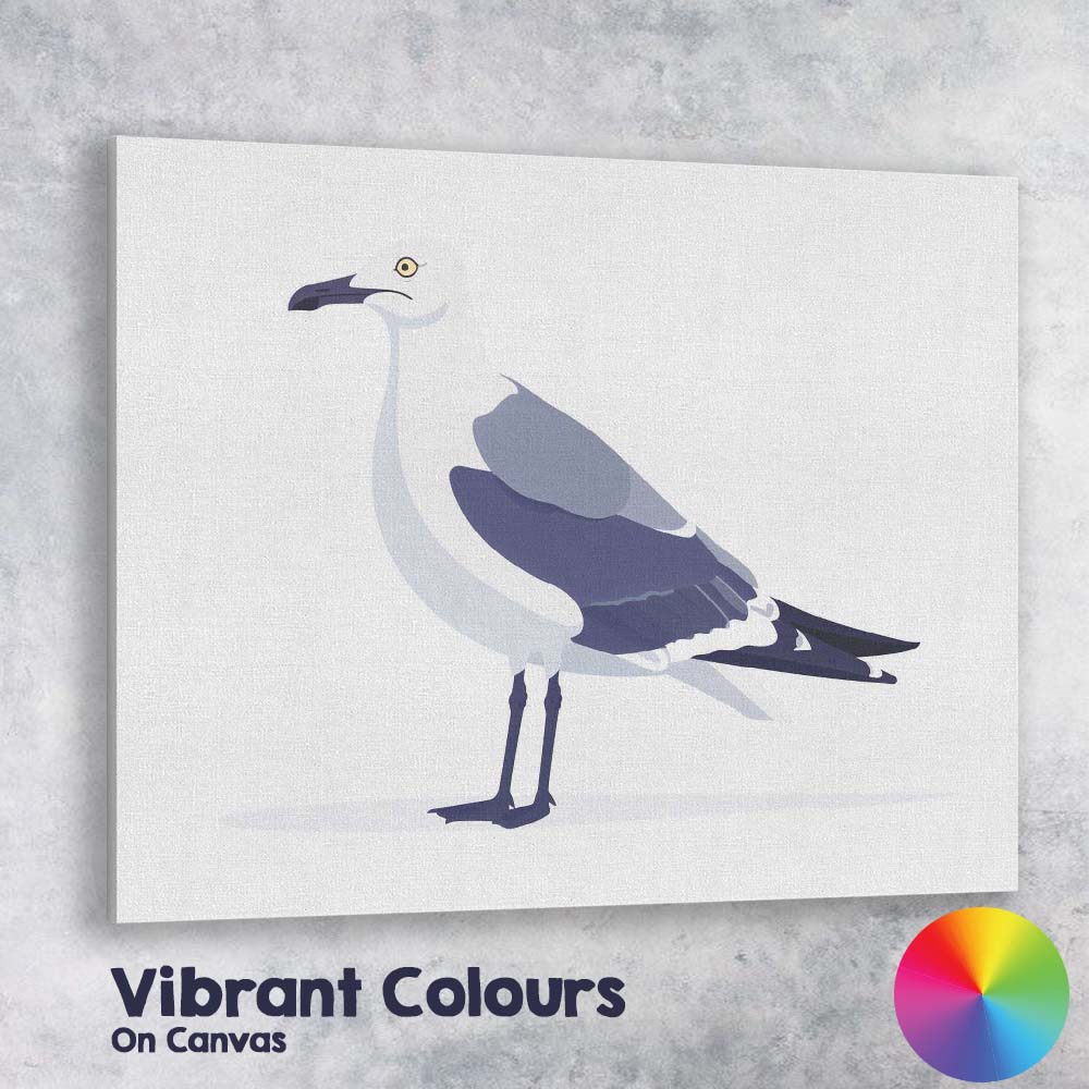 Minimalist Seagull Coastal Bird Illustration Canvas Wall Art Print Decor Picture Ready to Hang