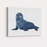 Adorable Grey Seal Resting Marine Wildlife Illustration Canvas Wall Art Print Decor Picture Ready to Hang