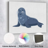 Adorable Grey Seal Resting Marine Wildlife Illustration Canvas Wall Art Print Decor Picture Ready to Hang
