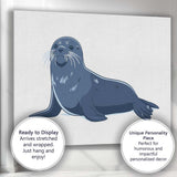 Adorable Grey Seal Resting Marine Wildlife Illustration Canvas Wall Art Print Decor Picture Ready to Hang