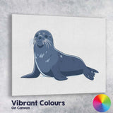 Adorable Grey Seal Resting Marine Wildlife Illustration Canvas Wall Art Print Decor Picture Ready to Hang