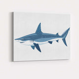 Blue Ocean Shark Natural History Illustration Canvas Wall Art Print Decor Picture Ready to Hang