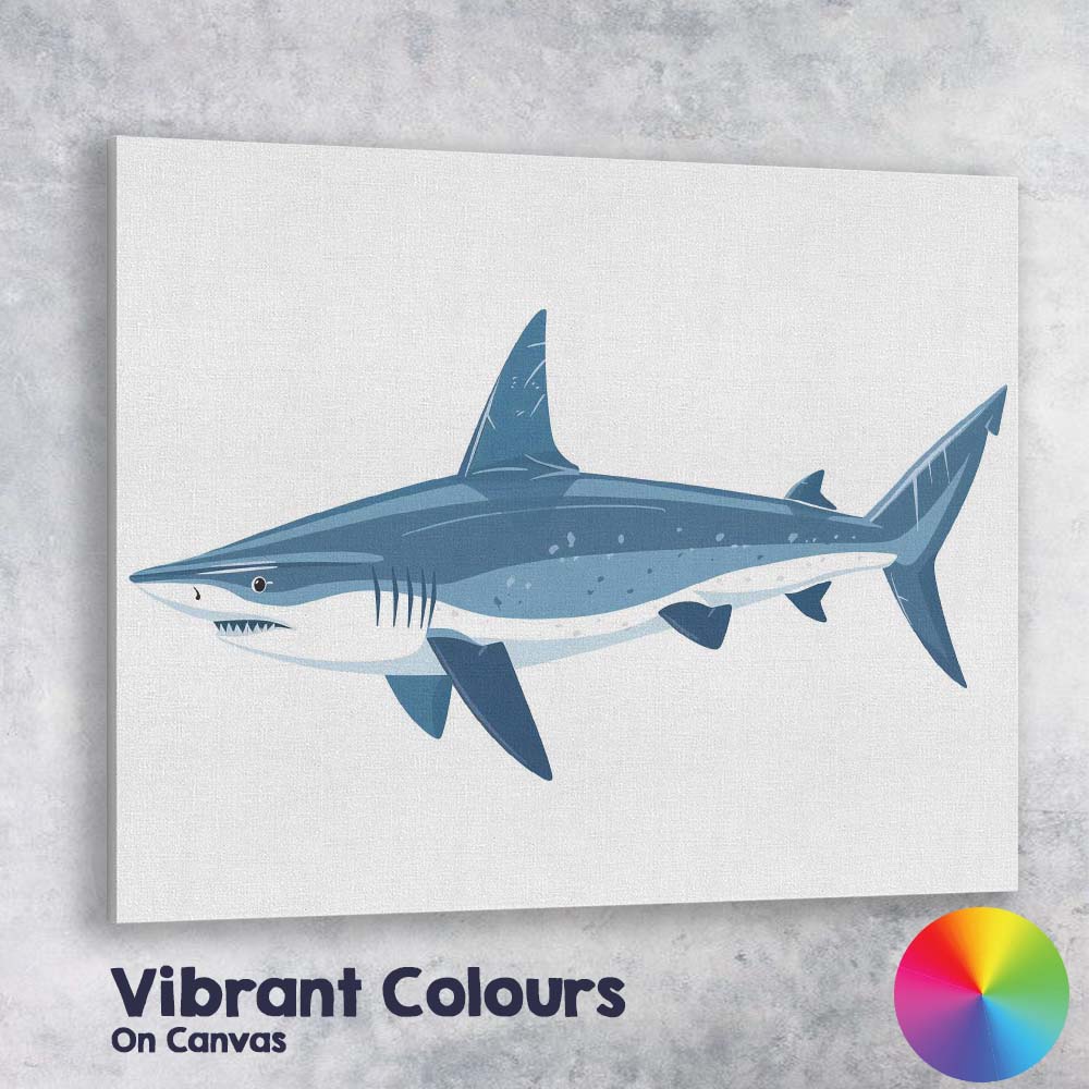 Blue Ocean Shark Natural History Illustration Canvas Wall Art Print Decor Picture Ready to Hang