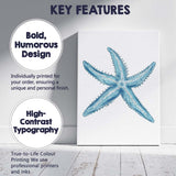 Blue Starfish Coastal Marine Illustration Canvas Wall Art Print Decor Picture Ready to Hang