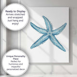 Blue Starfish Coastal Marine Illustration Canvas Wall Art Print Decor Picture Ready to Hang