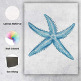 Blue Starfish Coastal Marine Illustration Canvas Wall Art Print Decor Picture Ready to Hang