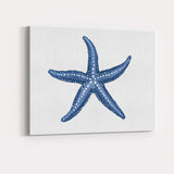 Navy Blue Spotted Starfish Ocean Life Illustration Canvas Wall Art Print Decor Picture Ready to Hang