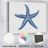 Navy Blue Spotted Starfish Ocean Life Illustration Canvas Wall Art Print Decor Picture Ready to Hang