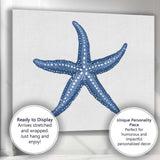Navy Blue Spotted Starfish Ocean Life Illustration Canvas Wall Art Print Decor Picture Ready to Hang