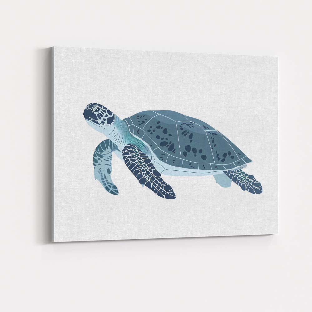 Detailed Sea Turtle Marine Wildlife Illustration Canvas Wall Art Print Decor Picture Ready to Hang