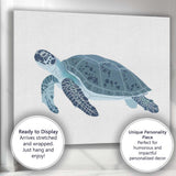 Detailed Sea Turtle Marine Wildlife Illustration Canvas Wall Art Print Decor Picture Ready to Hang