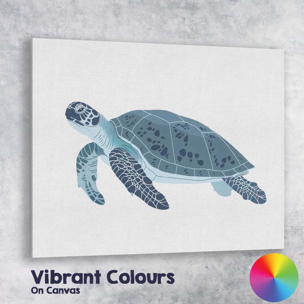 Detailed Sea Turtle Marine Wildlife Illustration Canvas Wall Art Print Decor Picture Ready to Hang