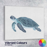 Detailed Sea Turtle Marine Wildlife Illustration Canvas Wall Art Print Decor Picture Ready to Hang