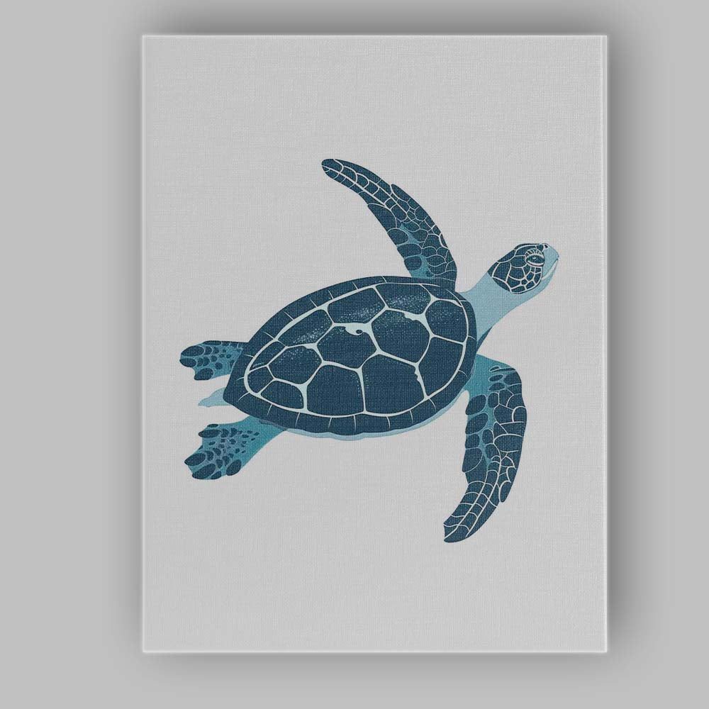 Swimming Sea Turtle Ocean Life Illustration Canvas Wall Art Print Decor Picture Ready to Hang