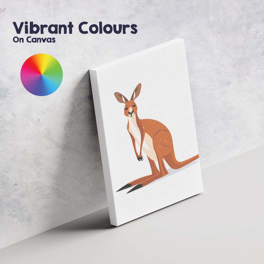 Minimalist Australian Red Kangaroo Wildlife Illustration Canvas Wall Art Print Decor Picture Ready to Hang