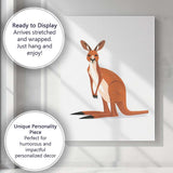 Minimalist Australian Red Kangaroo Wildlife Illustration Canvas Wall Art Print Decor Picture Ready to Hang
