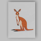 Minimalist Australian Red Kangaroo Wildlife Illustration Canvas Wall Art Print Decor Picture Ready to Hang
